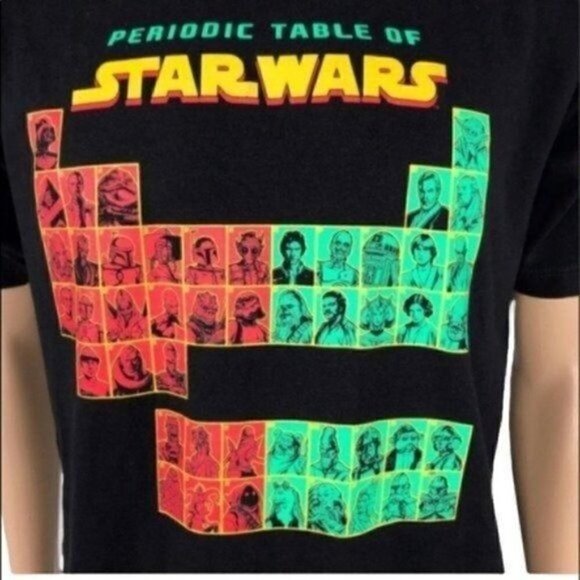 PERIODIC Table Of Star Wars Black short sleeve T-shirt size large tee - Picture 4 of 8